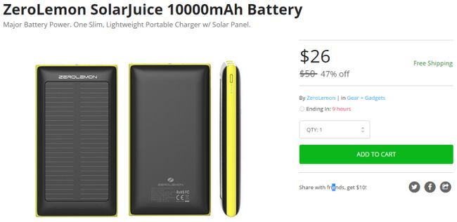 Fotografía - [Offre Alerte] ZeroLemon SolarJuice 10000mAh Batterie en vente pour 26 $ (au lieu de 50 $) De Stack social-dernière journée